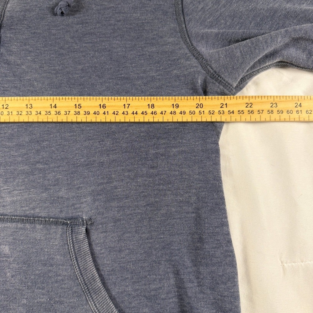 Truth by Republic Mens Blue Henley Hoodie Sweatshirt Medium Faded Wash Pocket - Picture 3 of 5